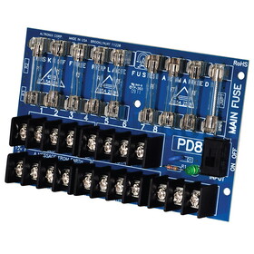 Altronix PD8 Power Distribution Module, 12/24VDC Up to 10A Input, 8 Fused Outputs Up to 28VAC/DC