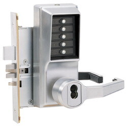 DormaKaba R8148B-26D-41 Mortise Combination Lever Lock, Key Override, Passage, Lockout, with Deadbolt, 6/7-Pin SFIC Prep, Less Core, Satin Chrome