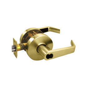Arrow RL12-SR-04-IC Grade 2 Storeroom Cylindrical Lock, Sierra Lever, SFIC Less Core, Satin Brass Finish, Non-handed