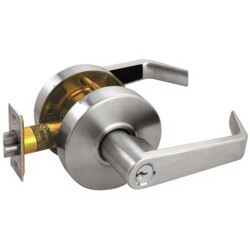 Arrow RL11-SR-26D Grade 2 Turn-Pushbutton Entrance Cylindrical Lock, Sierra Lever, Conventional Cylinder, Satin Chrome Finish, Non-handed