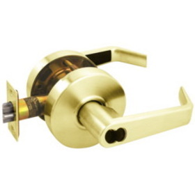 Arrow RL12-SR-03-IC Grade 2 Storeroom Cylindrical Lock, Sierra Lever, SFIC Less Core, Bright Brass Finish, Non-handed