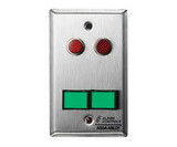 Alarm Controls SLP-2L Monitoring/Control Station, Single Gang, Latching, 2 Green Pushbuttons, 12VDC, 2 Red LEDs, Satin Stainless Steel