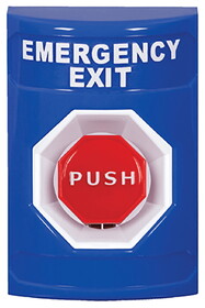 STI SS2408EX-EN Stopper Station,Blue,No Cover,Pneumatic,Illuminated,"EMERGENCY EXIT" English
