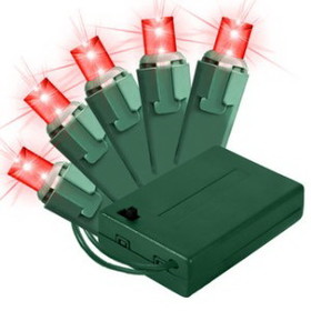 Winterland BAT-50MMRE-4G - 5MM Chonical Battery Operated LED Red 50 count lights set