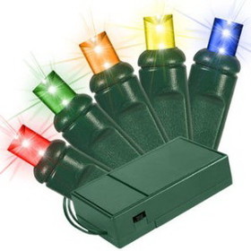 Winterland BAT-70MM4M-4G - 5MM Chonical Battery Operated LED 4 color multi 70 count lights setgauge, 4" spacing