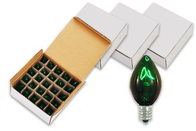 LEDgen C7-IN-G-100 C7 Incandescent Transparent Green Dimmable Bulbs E12 Base 100pk