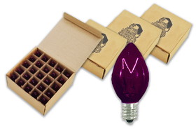 LEDgen C7-IN-PU-100 C7 Incandescent Transparent Purple Dimmable Bulbs E12 Base 100pk