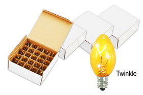 LEDgen C7-IN-Y-TW-100 C7 Incandescent Transparent Yellow Twinkle Dimmable Bulbs E12 Base 100pk