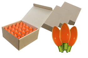 LEDgen C9P-IN-O-100 100 Pack C9 Ceramic Dimmable Incandescent Painted Orange/Amber Bulbs E17 Base