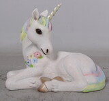 Winterland FAIRY-UNIC-RST 2' Tall Resting Unicorn White with Rainbow Mane and Tail