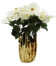 LEDgen FL-POINSETTIA-12FL-CR Poinsettia With 12 Leaves in a Gold Foil Planter