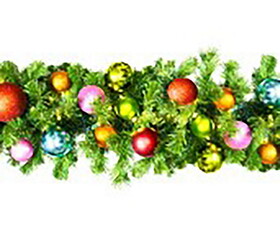 LEDgen GARSQ-09-TROP-LWW Pre-Lit Warm White LED  Sequoia Garland with the Tropical Ornament Collection