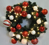 LEDgen GWBM-03-CDY-LWW 3' Blended Pine Wreath Decorated with the Candy Ornament Collection Pre-Lit Warm White LEDS