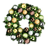 LEDgen GWBM-03-WOOD-LWW 3' Blended Pine Wreath Decorated with The Woodland Ornament Collection Pre-Lit Warm White LEDS