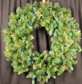 LEDgen GWBM-04-L5M 4' Blended Pine Wreath Lit with Multi Color Lights