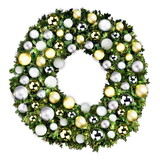 LEDgen GWBM-06-TREAS-LWW 6' Blended Pine Wreath Decorated with Treasure Collection Warm White LEDs