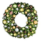 LEDgen GWBM-06-WOOD-LWW 6' Blended Pine Wreath Decorated with Woodland Collection Warm White LEDs