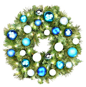 LEDgen GWSQ-02-ARTIC-LWW 2' Sequoia Wreath Decorated with The Arctic Ornament Collection