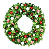 LEDgen GWSQ-05-CDY-LWW 5' Sequoia Wreath Decorated with The Candy Ornament Collection