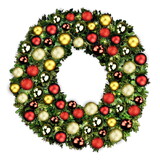LEDgen GWSQ-05-TRAD-LWW 5' Sequoia Wreath Decorated with The Traditional Collection Pre-Lit with Warm White LEDs