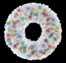 LEDgen GWWSQ-02-L5M 2' White Sequoia Wreath Pre-Lit with Multi Color LEDs