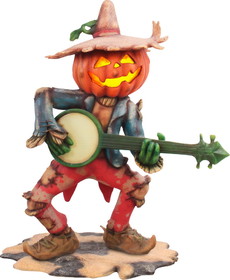 LEDgen HWN-PKN-SCROW-BANJO 4.5' Pumpkin Scarecrow Playing the Banjo