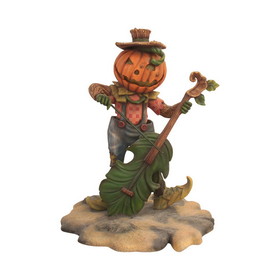 LEDgen HWN-PKN-SCROW-CELLO 5.5' Pumpkin Scarecrow Playing the Cello