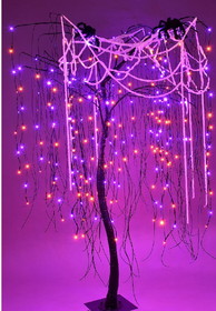 LEDgen LED-WLLW-07-LPO Purple and Orange LED Halloween Willow Tree 7'
