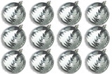 LEDgen ORN-12PK-CLTR 12 Pack Clear Ball Ornament with Silver Glitter Tree
