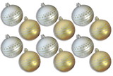 LEDgen ORN-12PK-DOT-GS 12 Pack Gold and Silver Ball Ornament with Dot Design