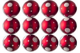 LEDgen ORN-12PK-DOT-RE 12 Pack Red and White Ball Ornament with Dot Design