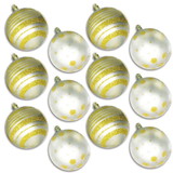 LEDgen ORN-12PK-LD-GO 12 Pack Ball Ornaments with Gold Dot and Line Design