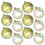 LEDgen ORN-12PK-LD-GRG 12 Pack White Ball Ornament with Gold, Red, and Green Dot and Line Design