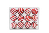 LEDgen ORN-12PK-LN-RE 12 Pack Red Ball Ornaments with White Glitter Lines