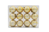 LEDgen ORN-12PK-LN-SLV 12 Pack Gold and Silver Ball Ornaments with Line Design
