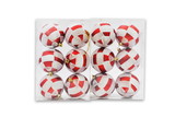 LEDgen ORN-12PK-PLD 12 Pack Red and White Ball Ornament with Plaid Design