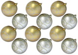 LEDgen ORN-12PK-SWL-GS 12 Pack Gold and Silver Ball Ornament with Swirl Design