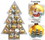 LEDgen ORN-17PK-TR 17 Piece Christmas Plastic Decoration Ball, Matte Gold with Houses & Trees Design with White Glitter