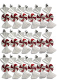 LEDgen ORN-18PK-CDY 18 Piece Christmas Hanging White Candy Ornament with Iridescent Glitter Swirl Design