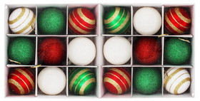 LEDgen ORN-18PK-RGW 9 Pack 2.5" Red, Green and White Ball Ornaments