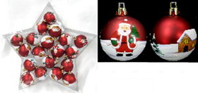 LEDgen ORN-20PK-STR 20 Piece Plastic Ball with Santa Claus Design, Matte Red with Iridescent Glitter