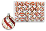 LEDgen ORN-24PK-CL-GSR 24 Pack Clear Ball Ornament with Red, Silver and Green Swirl Design