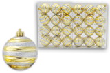 LEDgen ORN-24PK-GOSV 24 Pack Gold Ball Ornament with Silver Glitter Line Design