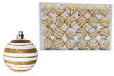 LEDgen ORN-24PK-LN-GO 24 Pack Gold and White Ball Ornaments with Line Design