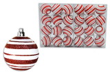 LEDgen ORN-24PK-LN-RE 24 Pack Red and White Ball Ornaments with Line Design