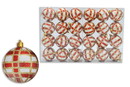 LEDgen ORN-24PK-PLD-RE 24 Pack White Ball Ornament with Red, White and Gold Plaid Design