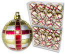 LEDgen ORN-24PK-PLD-RG 24 Pack Silver Ball Ornament with Red and Gold Plaid Design