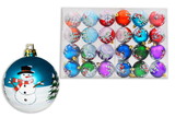 LEDgen ORN-24PK-SNMN 24 Pack Assorted Colors Ball Ornament with Snowman Design