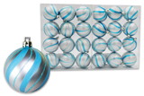 LEDgen ORN-24PK-SPL-AQ 24 Pack Aqua Ball Ornament with Aqua Sprial Design