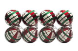 LEDgen ORN-8PK-PLD-RGW 8 Pack 80mm Red, Green, and White Plaid Ball Ornaments
